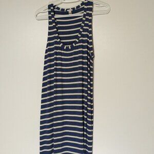 *3/$10* J. Crew Striped Heather Maxi Tank Dress with Slit Blue White Size Small